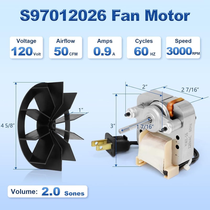 Aibabcue 696N-R02 B Bathroom Fan Motor Compatible with Broan Nutone 688-K, 688-J, 688-H, 663-H, 663, 688, 678, 659, 670, 688-G S97012026 Bath Exhaust Fan Motor Replacement, 50CFM - Image 2